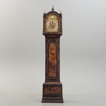 A japanned longcase clock by William Camden, London, England, 18th Century.