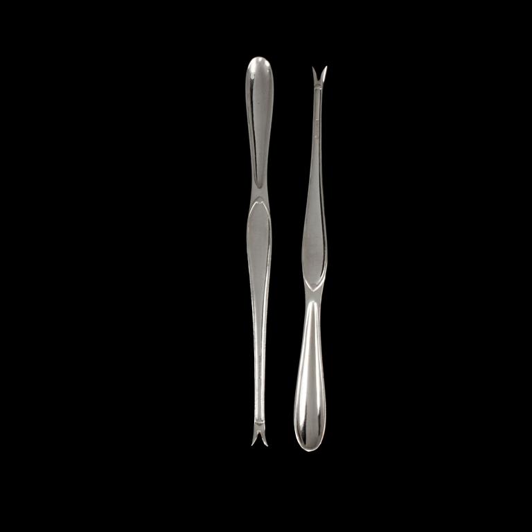 SKALDJURSBESTICK, 12 st, nysilver, 1900-talets andra hälft.