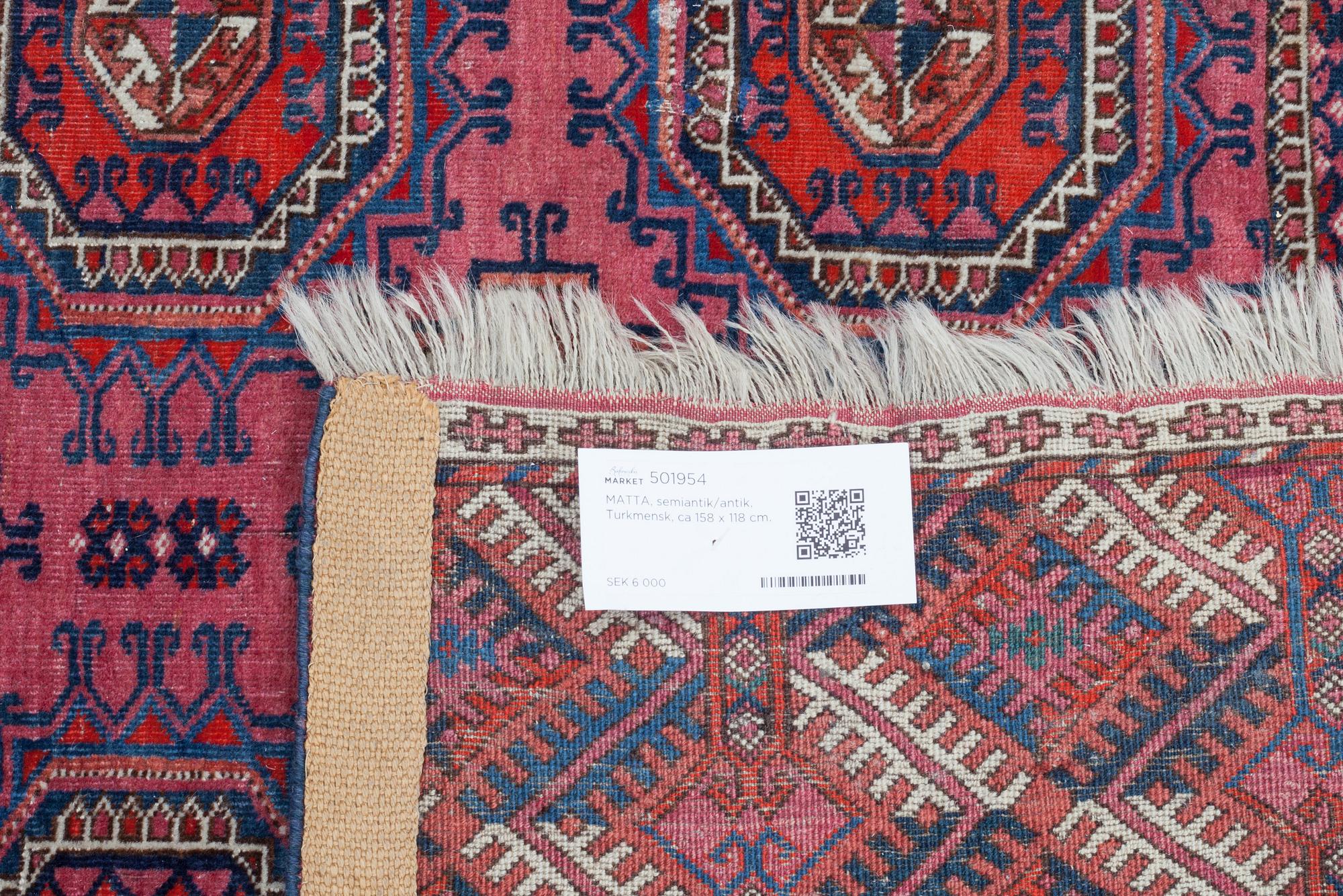 MATTA, semiantik/antik, Turkmensk, ca 158 x 118 cm.