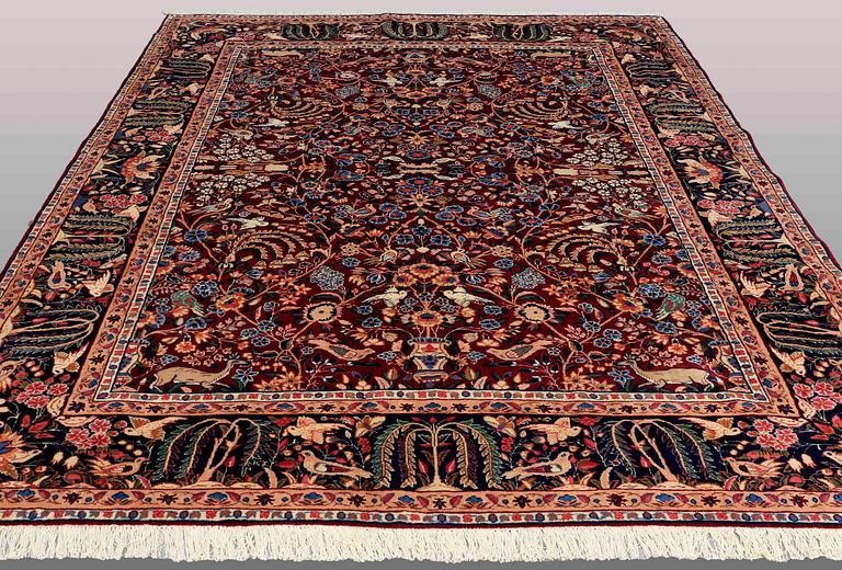 A carpet Figural Shahraza, ca 343 x 252 cm.