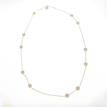 GEORG JENSEN, RING and NECKLACE, "Daisy", goldplated silver, white enamel.