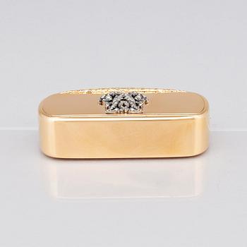 Gustaf Möllenborg, dosa, 18 K guld, rosenslipade diamanter, Stockholm 1877.
