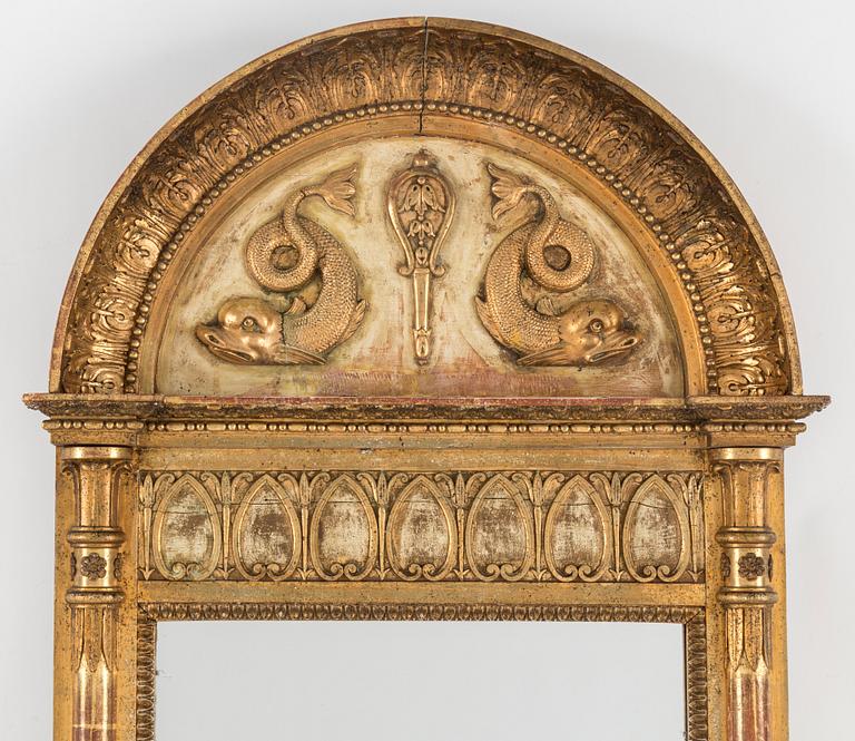 A first half of the 19th century mirror and console table by P G Bylander Göteborg.