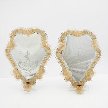 Mirror sconces, a pair, possibly Murano, 20th century.