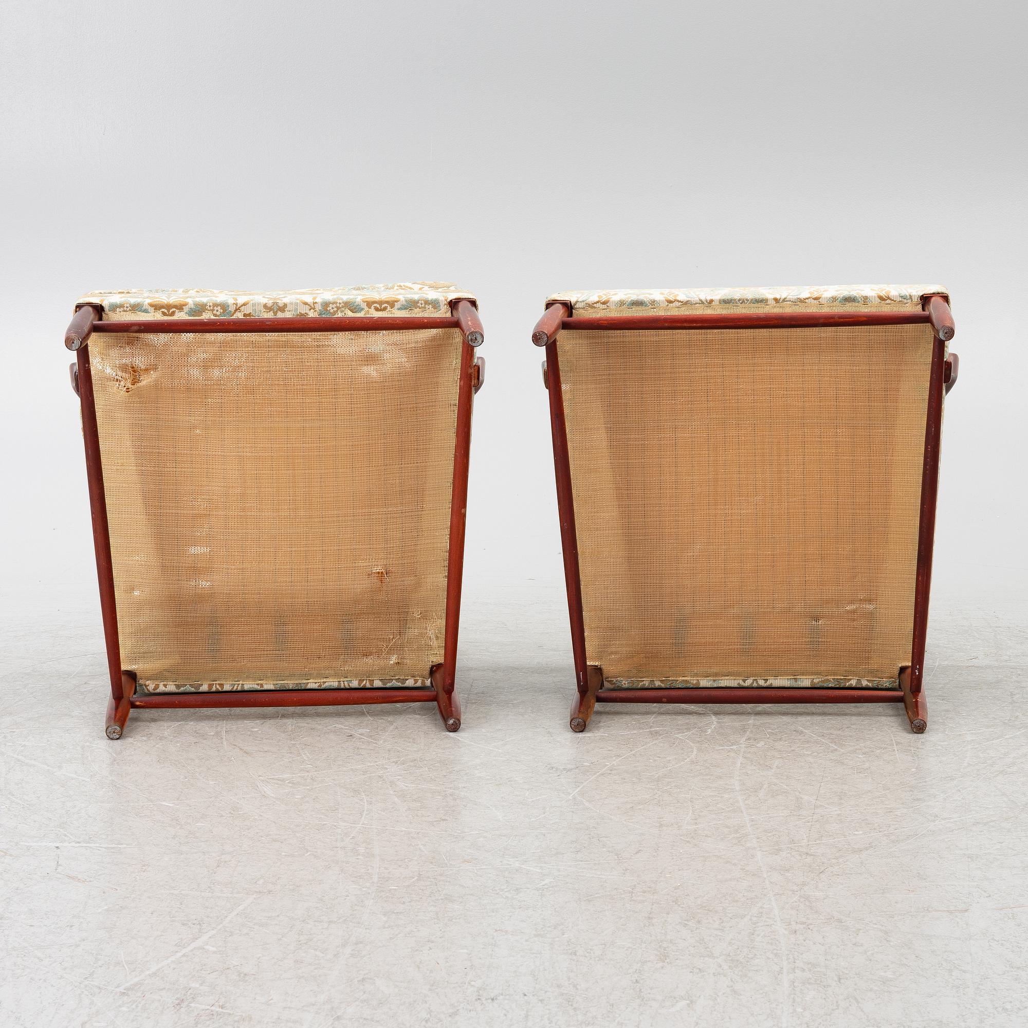 Armchairs, a pair, so-called Gripsholm chairs, second half of the 20th century.