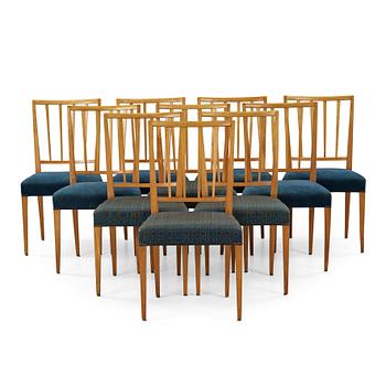 366. Josef Frank, a set of ten elm chairs, Svenskt Tenn, Sweden 1940-50's, model 815.