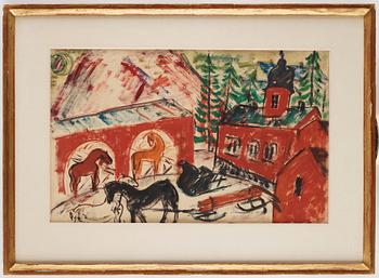 Hilding Linnqvist, Horses and sleighs.