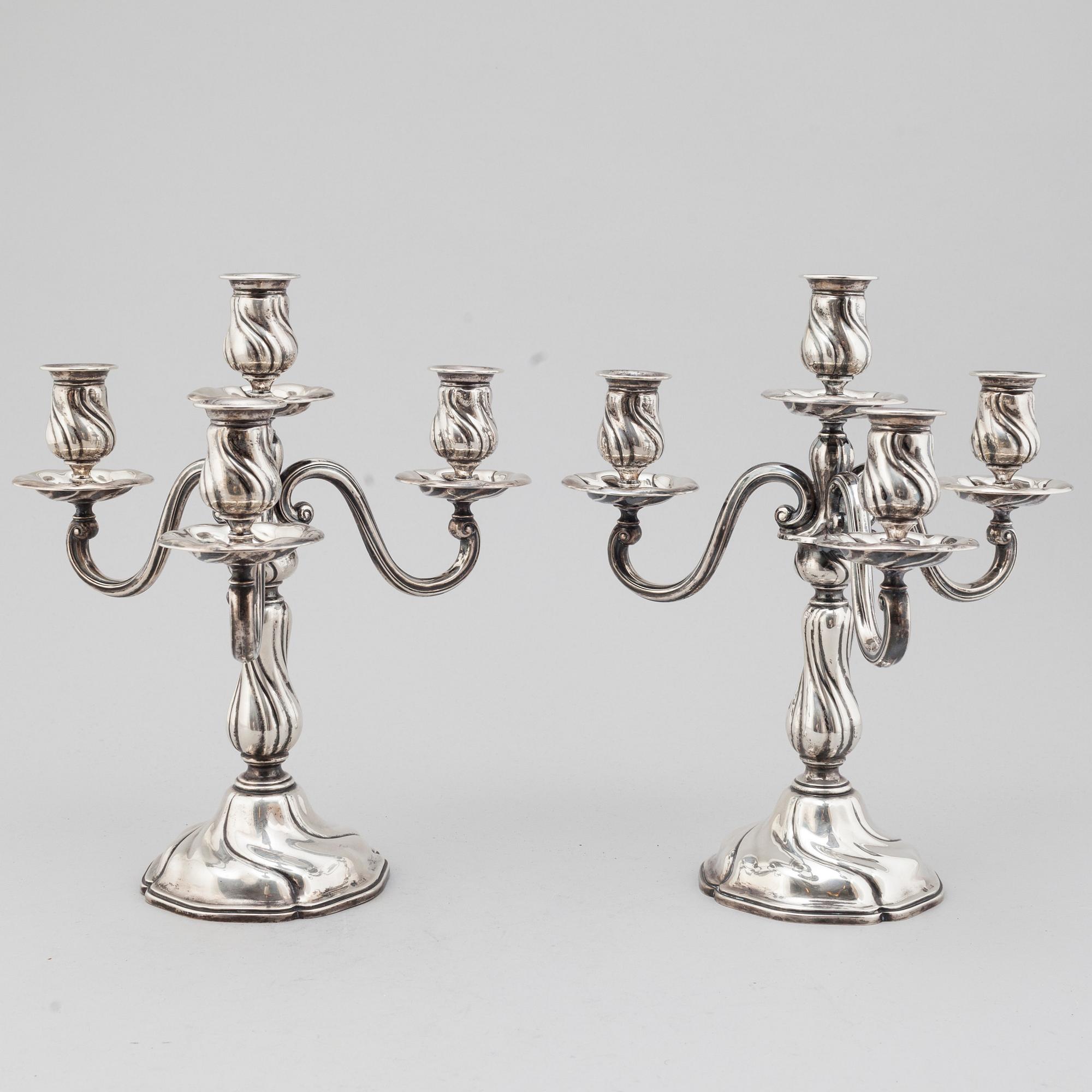 A PAIR OF SILVER CANDELABRA, first half of the 20th century.