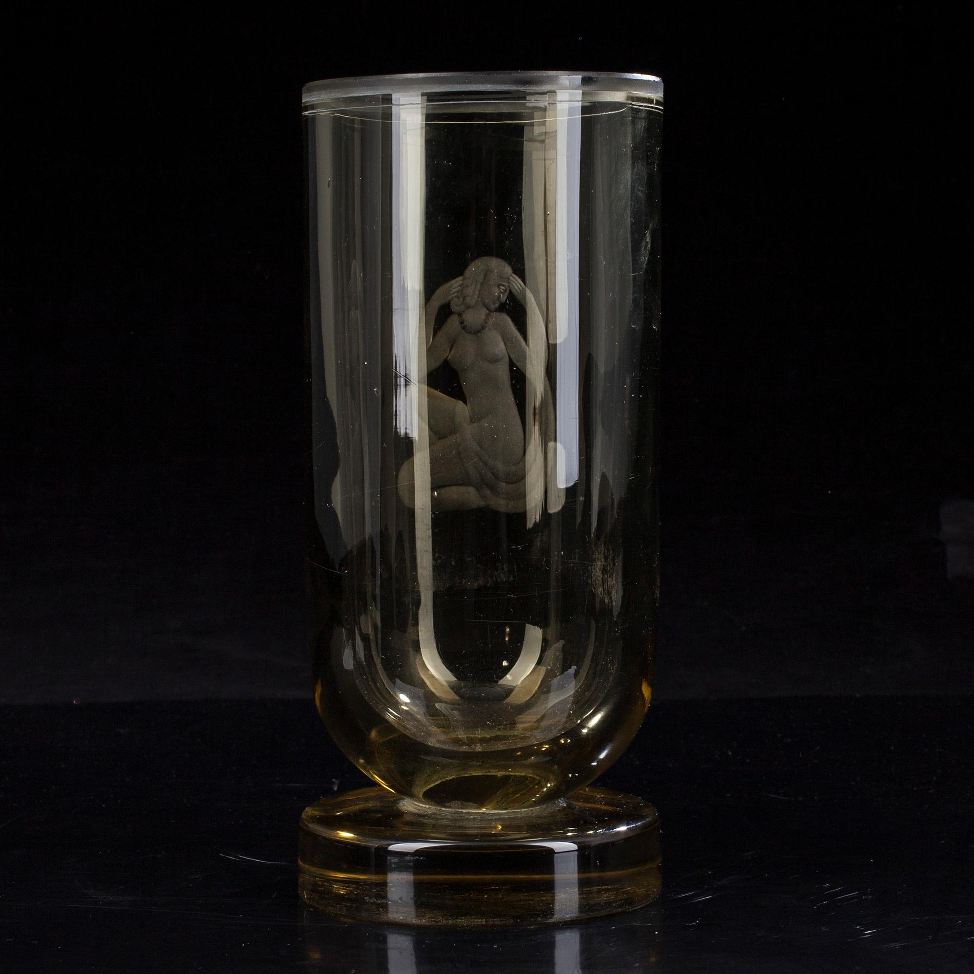 VAS, glas, signerad Riihimäen Lasi Oy, -37 G...