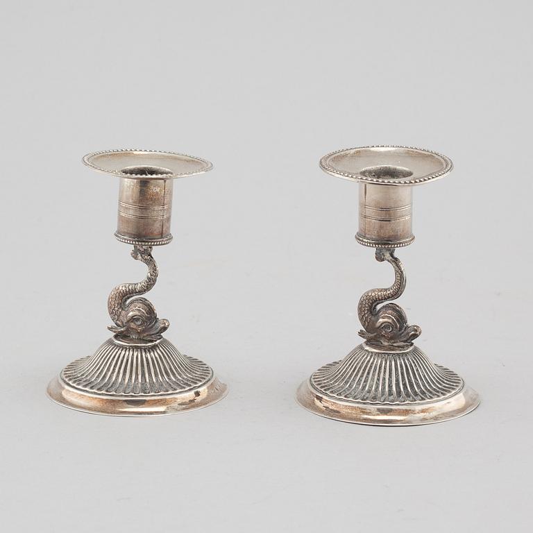 a pair of silver candlesticks, Stockholm, 1814.