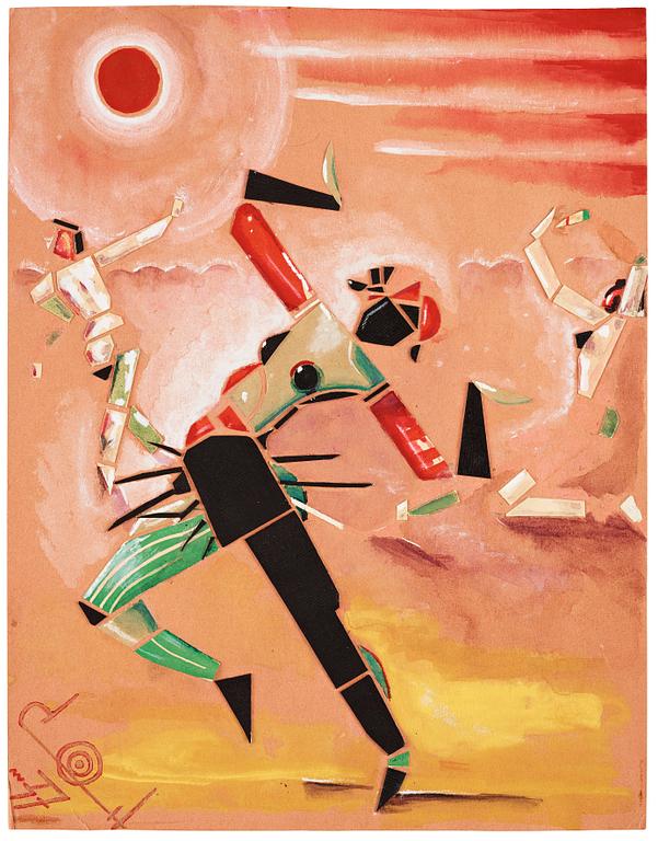 CO Hultén, gouache på papper med collage, monogramsignerad och daterad -37.