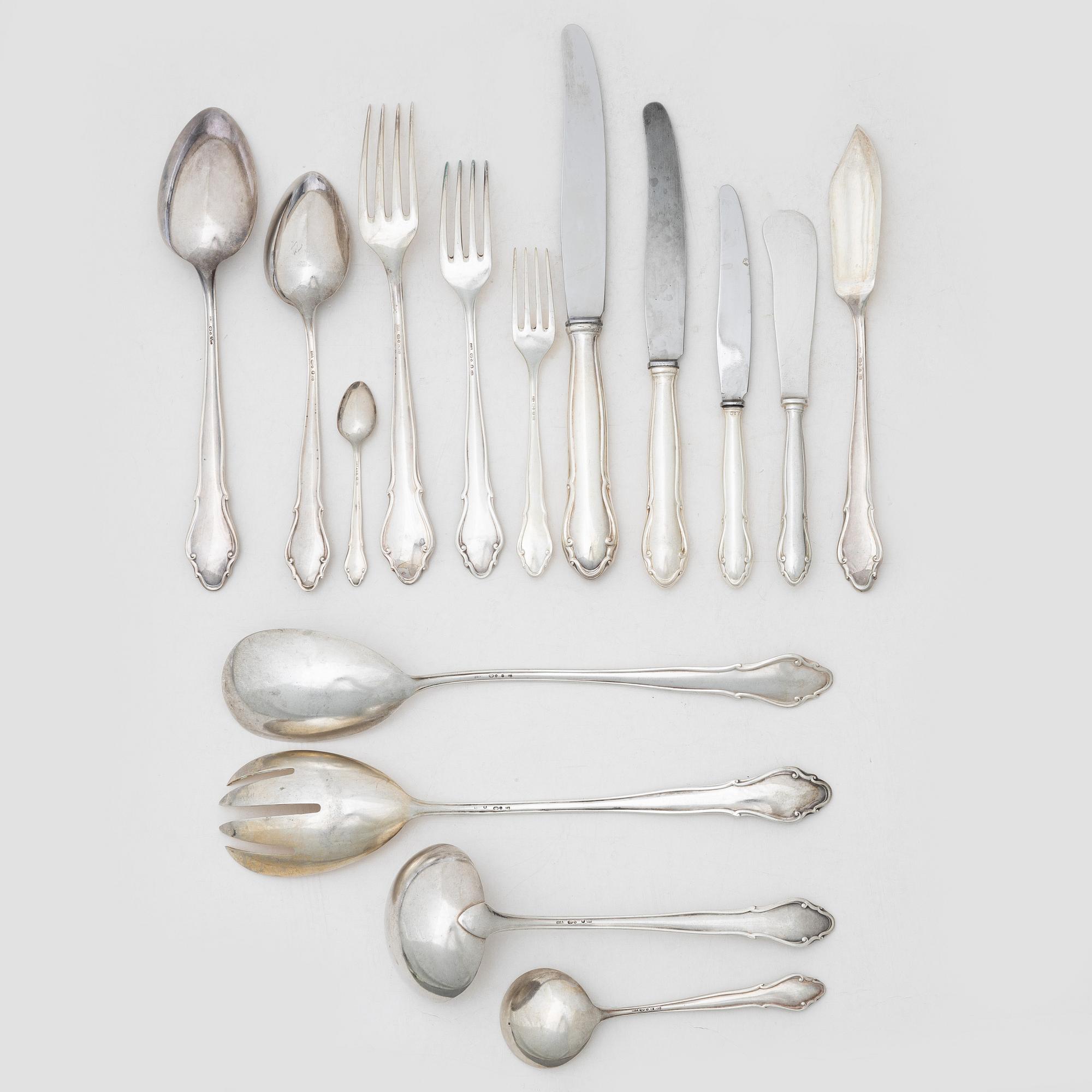 A Swedish silver cutlery set, "Lübeck", mark of K Anderson, Stockholm, some 1939 (107 pieces).