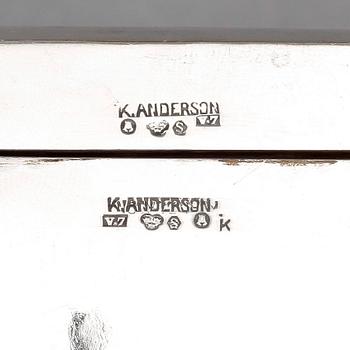 CIGARRSKRIN, silver, K. Andersson, Stockholm, 1923. Totalvikt ca 528 gram.
