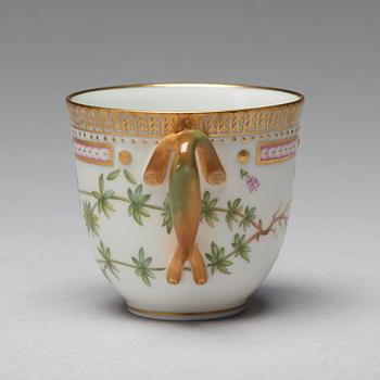A set of four Royal Copenhagen 'Flora Danica' coffee cups with saucers, Denmark, 20th Century.