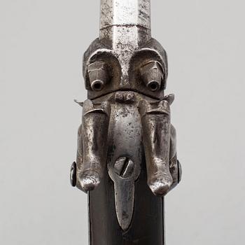 SLAGLÅSPISTOL, dubbelpipig bockmodell, 1800-talets andra hälft.