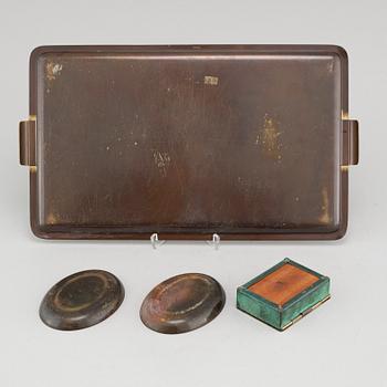 A tray, box and two bowls, "Ikora" by WMF, Germany from the first half of the 20th century.