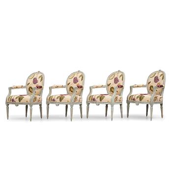 48. A set of four Gustavian armchairs by E Öhrmark.