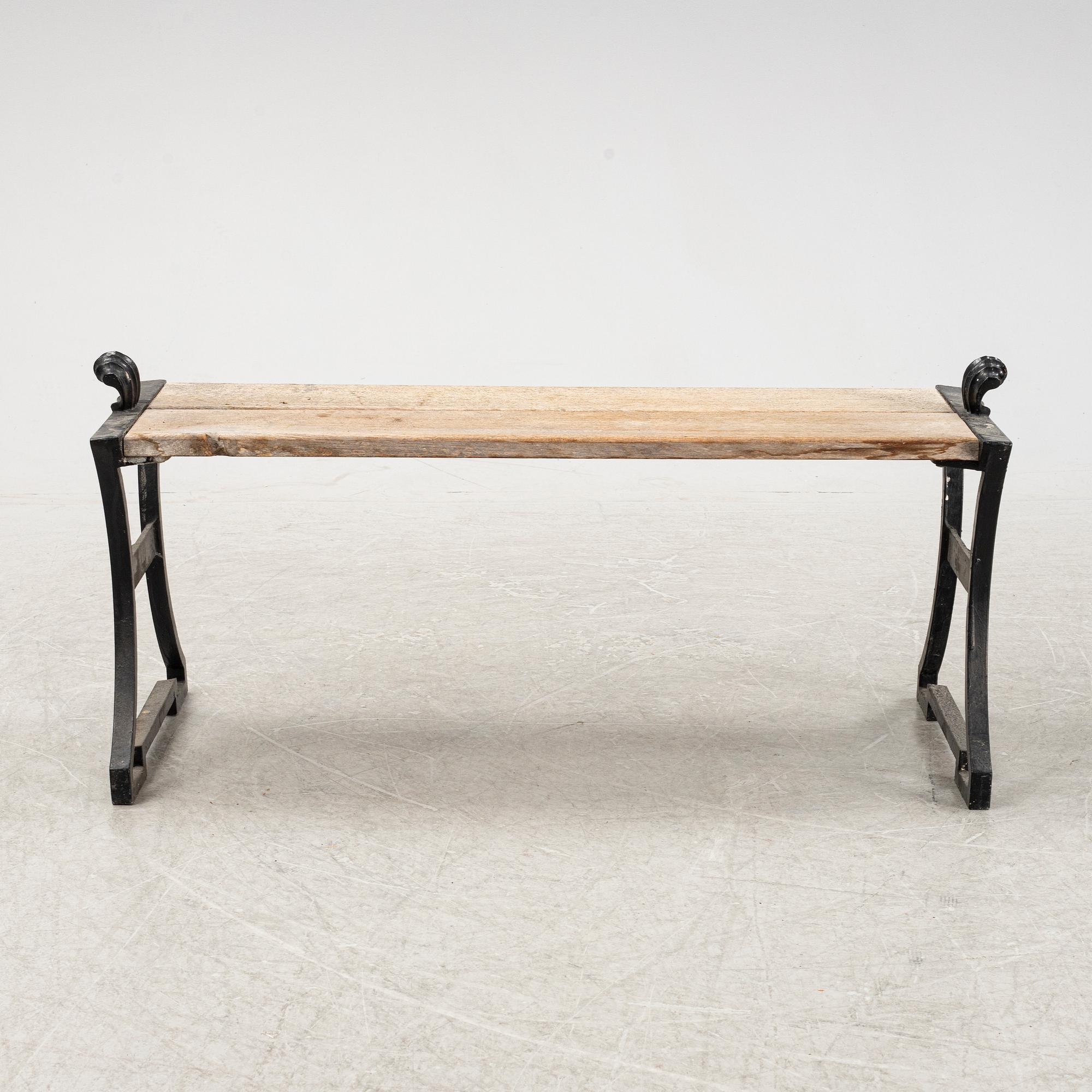 A 'Sneckan' aluminum garden bench by Folke Bensow for Byarums bruk, designed 1923.