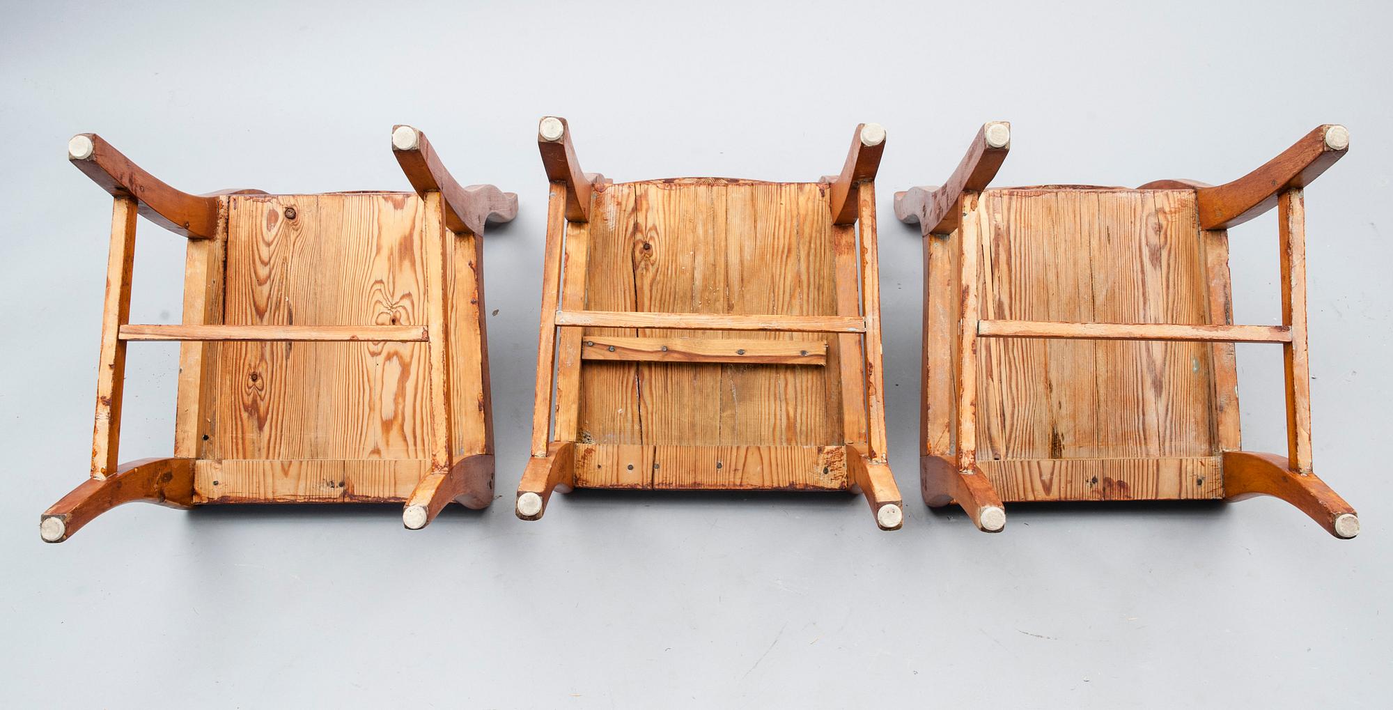 ALLMOGESTOLAR, 3 st, biedermeierstil, 1800-talets senare hälft.