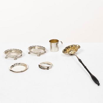 six pieces of silver, Sweden, 1838-1925.