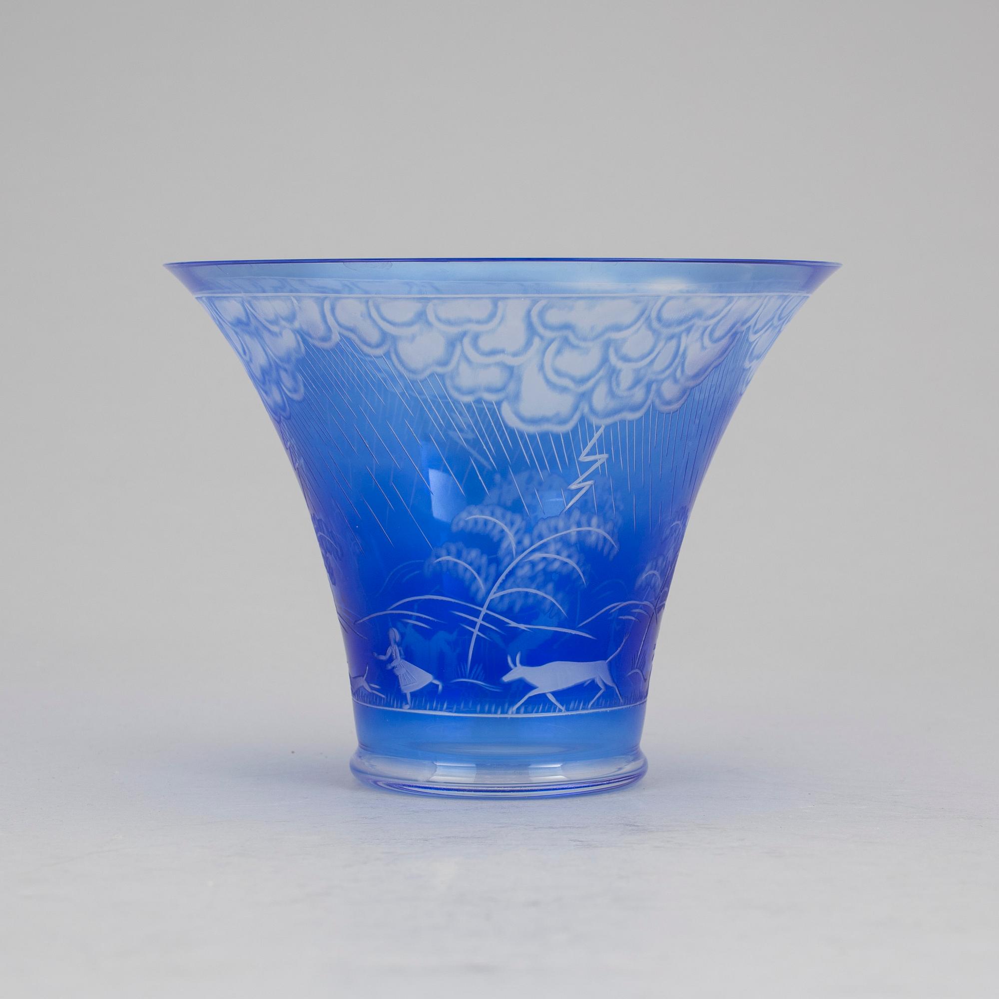 EDWARD HALD, "Åskväder", Orrefors 1970. Skål, glas.