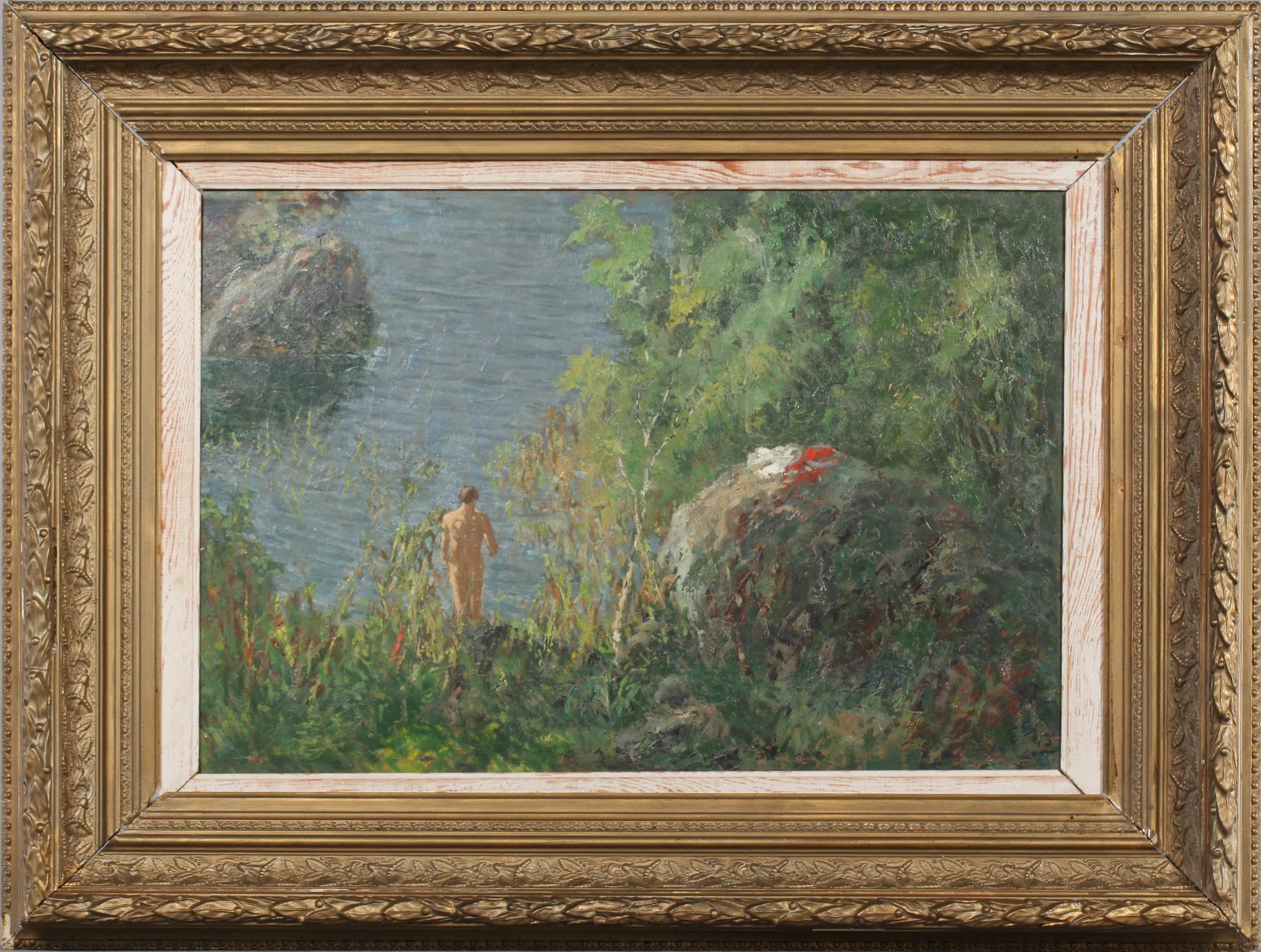 OKÄND KONSTNÄR, olja på pannå, signerad ES och daterad -43, 1900-tal.