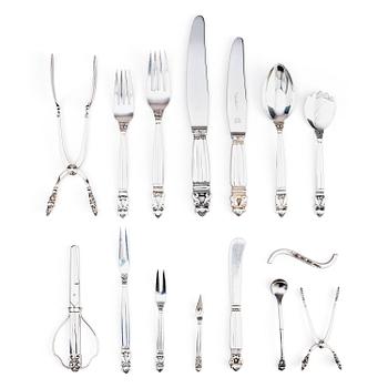 442. Johan Rohde, a set of 95 pieces of 'Konge/Acorn' sterling silver and stainless steel flatware, Georg Jensen, Copenhagen, post 1945.