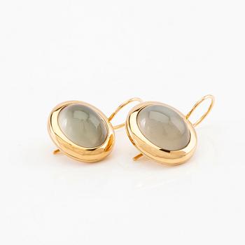 Ole Lynggaard, "Emeli" earrings, a pair of 18K gold with cabochon-cut moonstones.