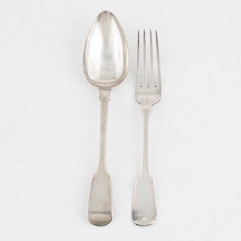 A Set of Silver Cutlery, including mark of Adey Bellamy Savory, London 1830 (22 pieces).
