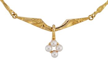 BJÖRN WECKSTRÖM, collier "Pearlflower", Fyrklövern Lapponia 1999. 18k.
