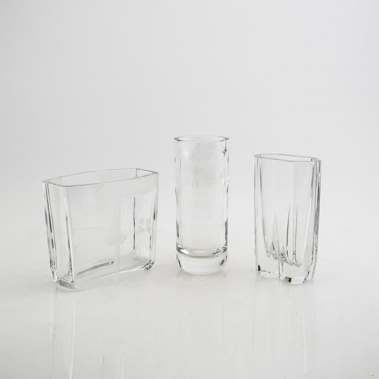 Bengt Edenfalk,  a set of two signed glass vases  and one signed Orrefors.