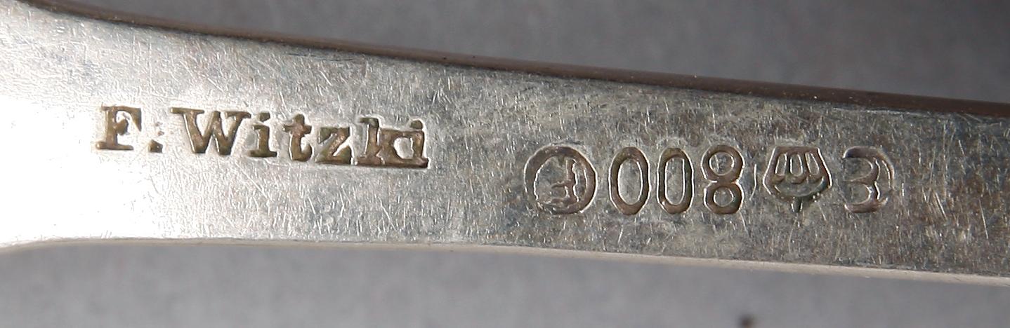 DIVERSE BESTICK, 9 st, silver, mest Tyskland, bla F. Witzki. 1800/1900-tal.