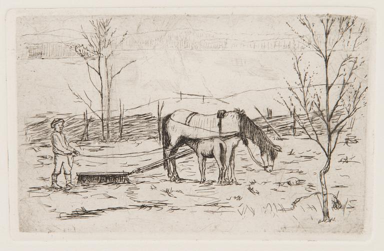 HUGO SIMBERG, linjeetsning, osignerad.