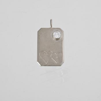 HÄNGE, 18K vitguld med briljantslipad diamant ca 0.23 ct, Jarl Sandin, Göteborg 1983. Vikt 4,2 gram.