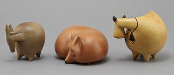 FIGURINER, 3 st, stengods, Lisa Larson, Gustavsberg,