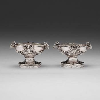 A pair of 18th century silver salts, marks of Joseph-Thomas Vancouvenbergh, Paris 1784.