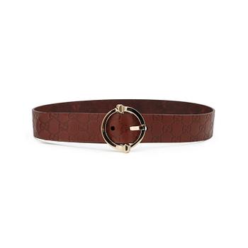 737. GUCCI, a brown monogram leather belt.