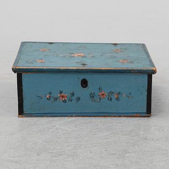 A painted Swedish box, 19th Century.