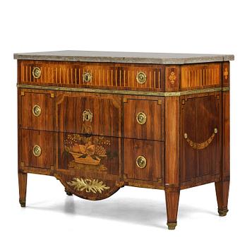 12. A Gustavian marquetry and gilt brass-mounted commode by G. Foltiern (master in Stockholm 1771-1804).