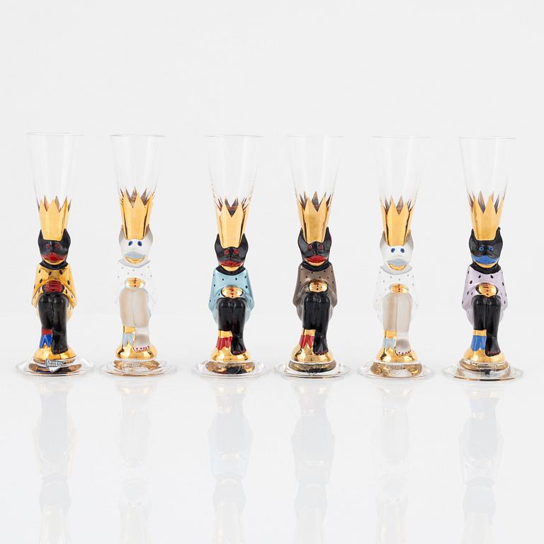 Gunnar Cyrén, six 'Nobel' shot glasses, Orrefors.