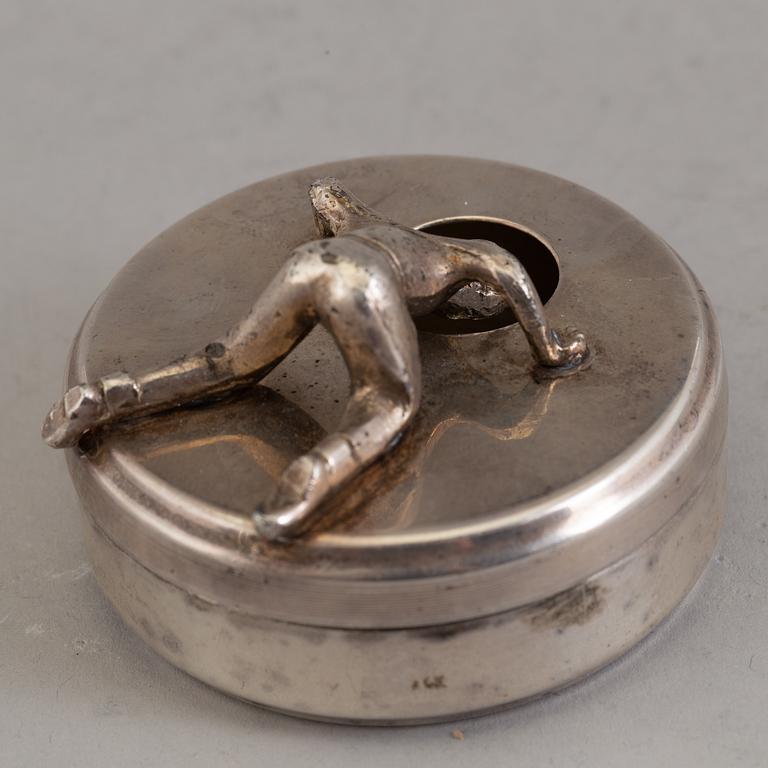 MANSCHETTKNAPPSASK, vitmetall, "Orginell", Widerholm & Dahlberg, Eskilstuna. 1930/40-tal.