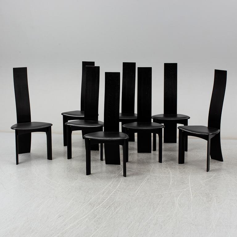 Eight chairs 'Iris' designed by Bob van den Berghe, Tranekær Furniture, Denmark, 1982.