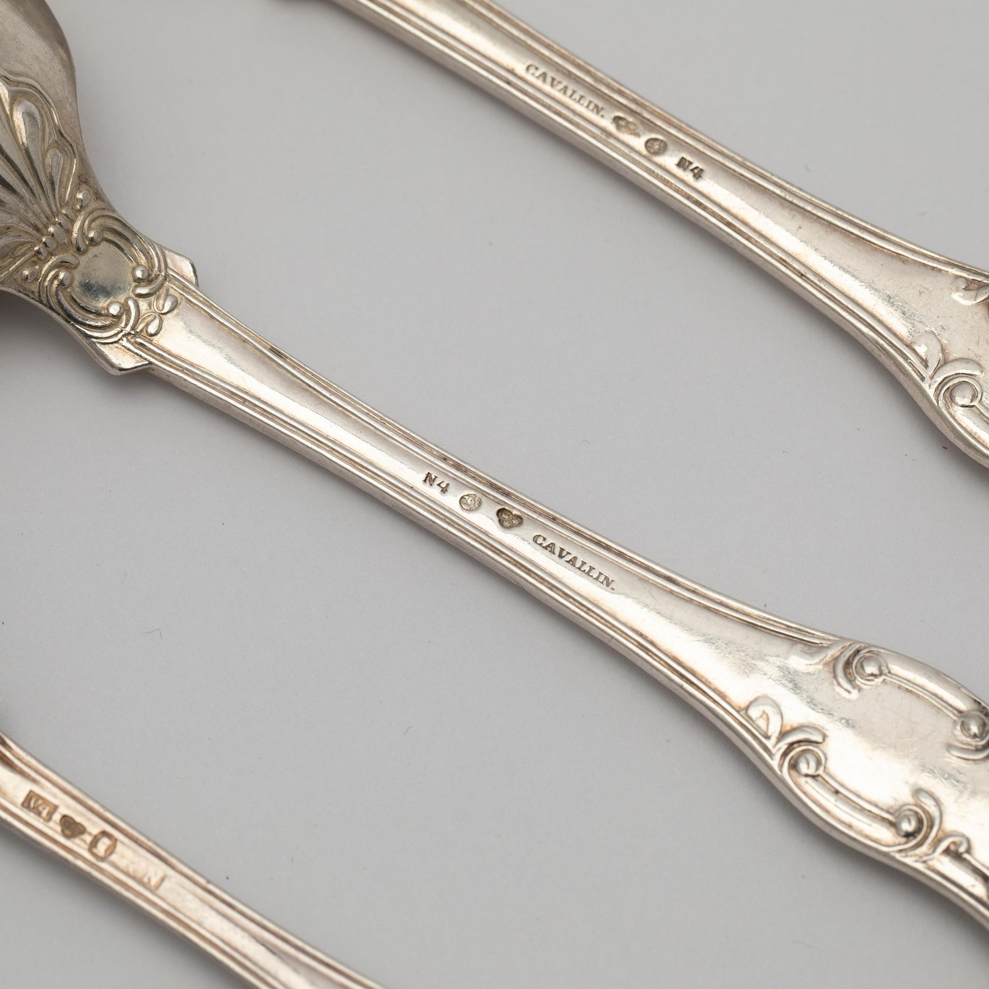 Cutlery, silver, 47 pieces, "English Shell", Carl Samuel Cavallin, 1843-1851, Malmö.