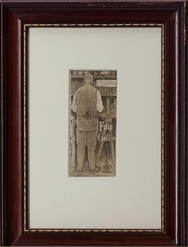 AKSELI GALLEN-KALLELA, exlibris, plåtsignering och datering 1897.