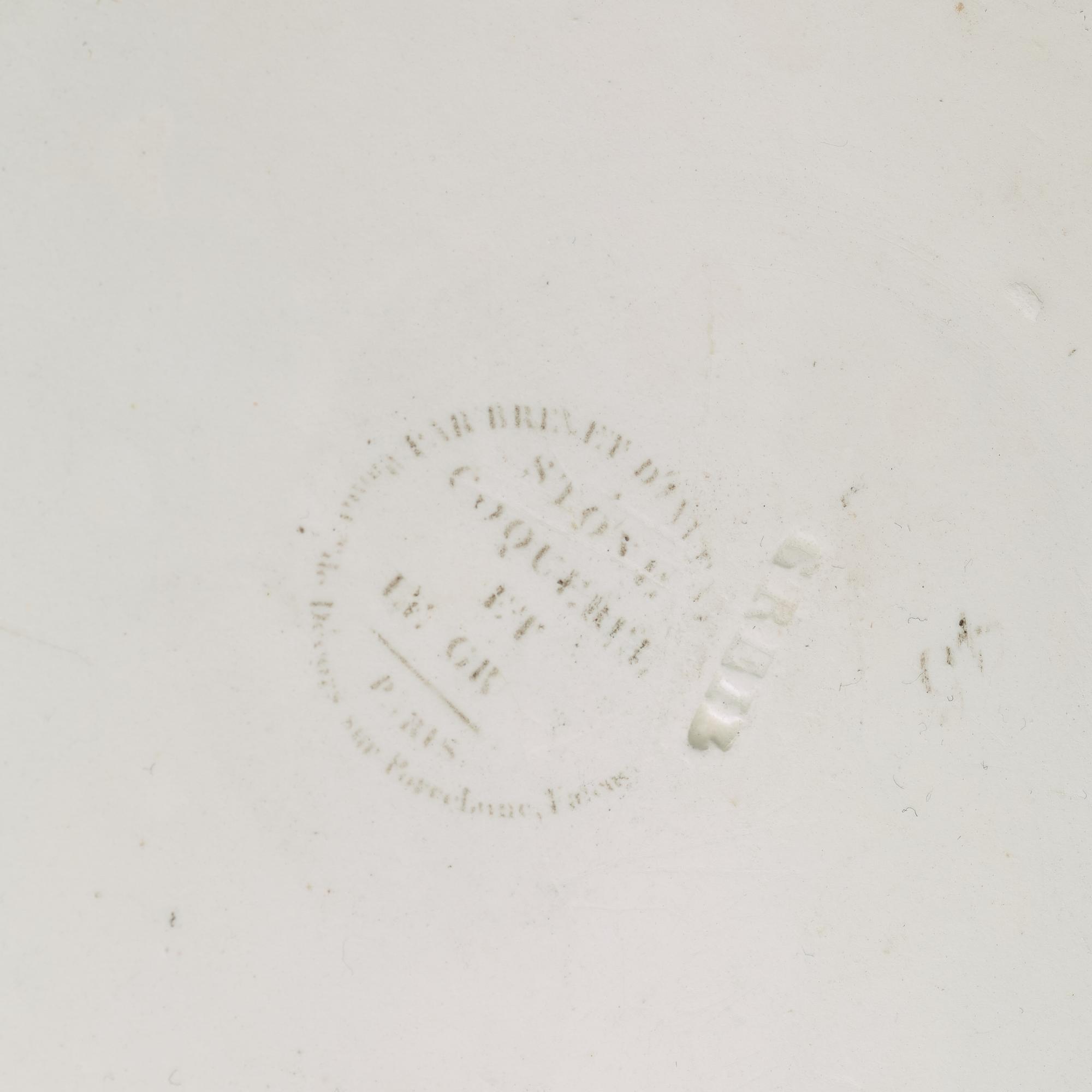 A set of six cream ware dinner plates, France Creil, 19th Century.