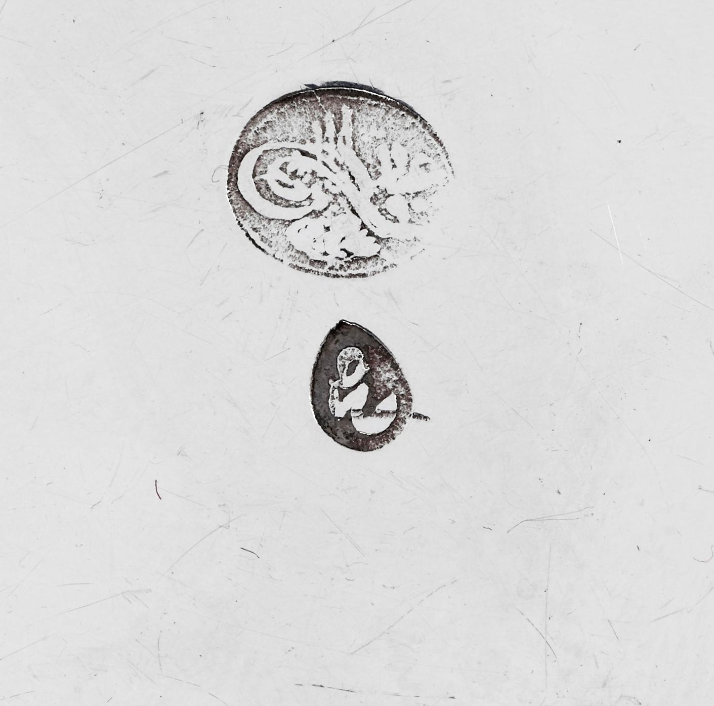CHOKLADKOPP med LOCK, FAT och SKED. Silver, invändigt förgylld. Osmansk, Turkiet sent 1800-tal.