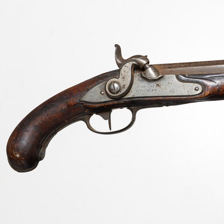 A apir of percussion pistols, signed David Bars, Stockholm (1686-1759),