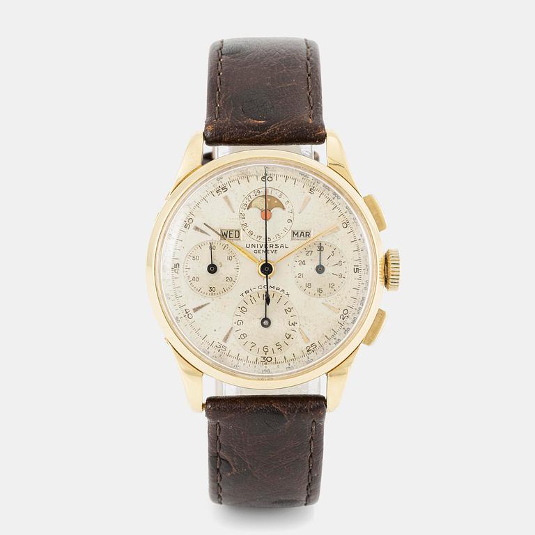 Universal Genève, Tri-Compax, chronograph, ca 1945.