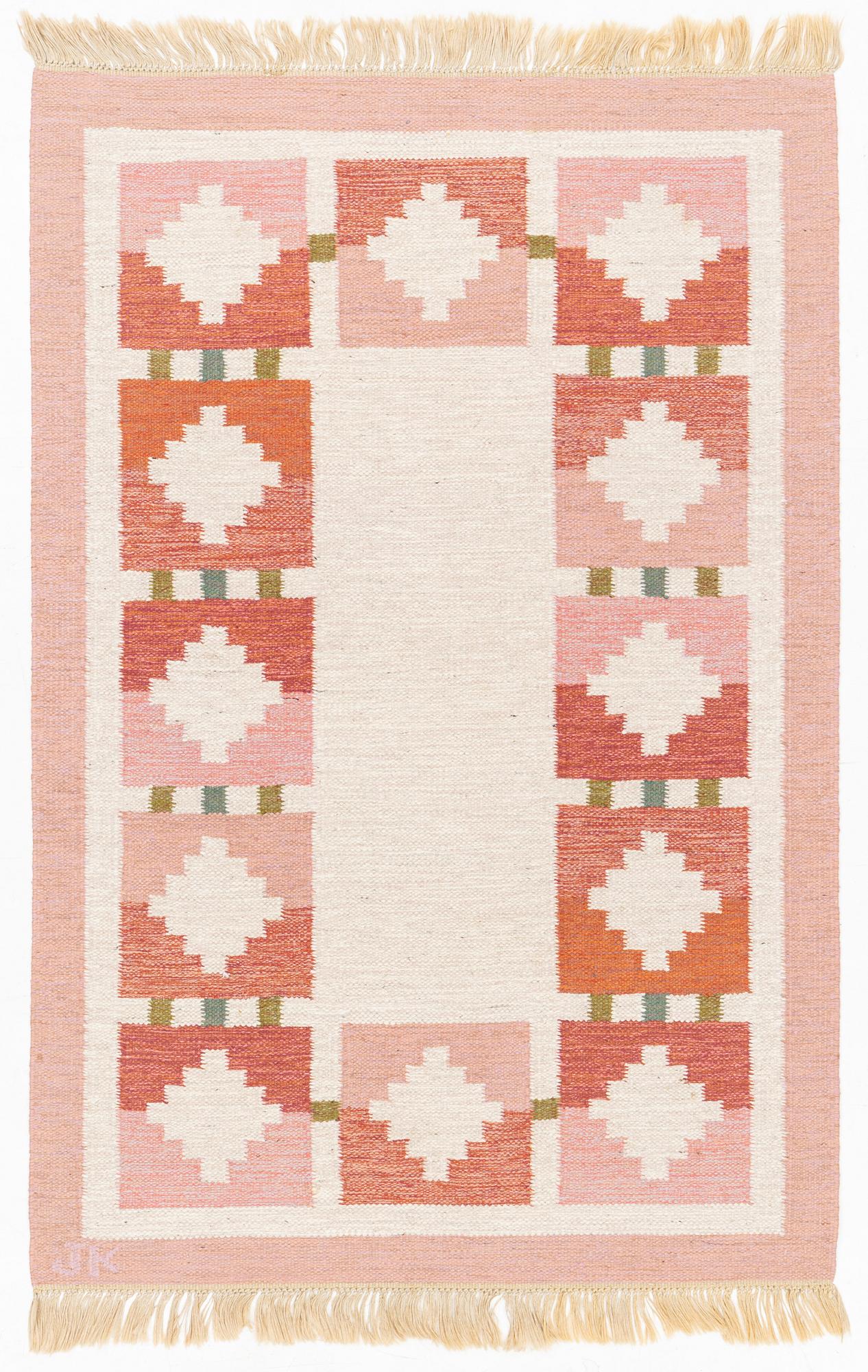 Matta, rölakan, signerad JK, 210 x 140 cm.