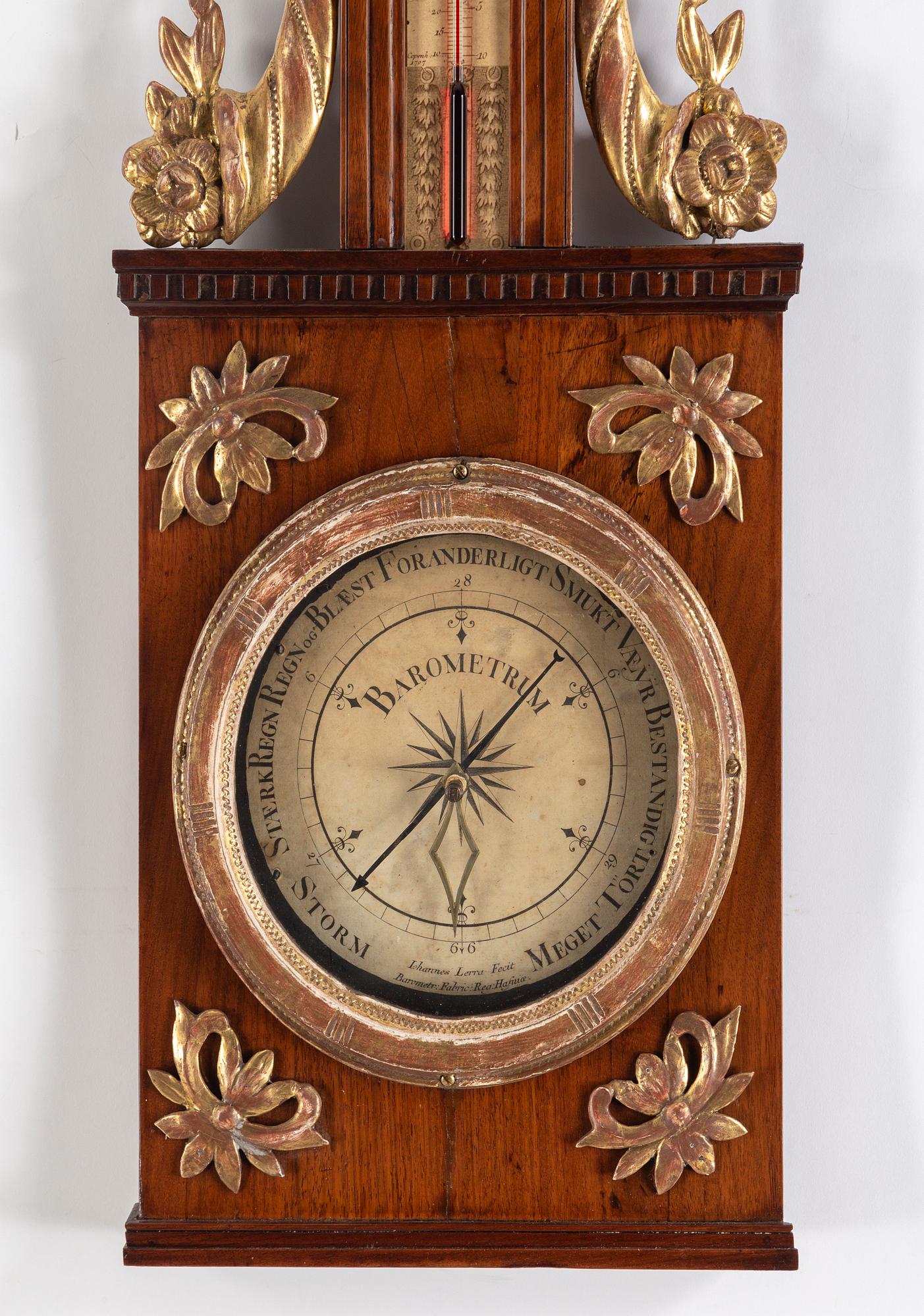 A late Gustavian Barometer from around the year 1800 by Iohannes Lerra.